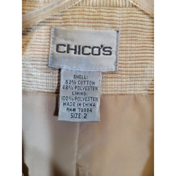 Chico's Jacquard Floral Print Hook Closure Lined Jacket Collared Size 2/ LARGE - Picture 7 of 7